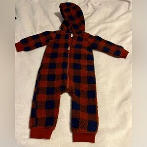 2 FOR $20! Carter's Rust and Navy Blue Checkered fleece outfit
